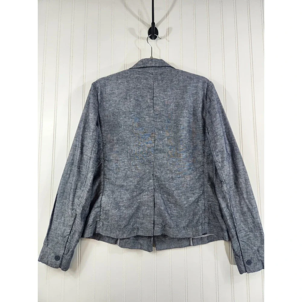 Gap Womens Blue Linen Blend Single Button Blazer Jacket Size 10‎ Chambray Summer